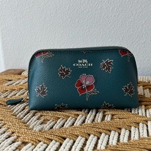 Coach Cosmetic Pouch Teal Floral Wildlfower